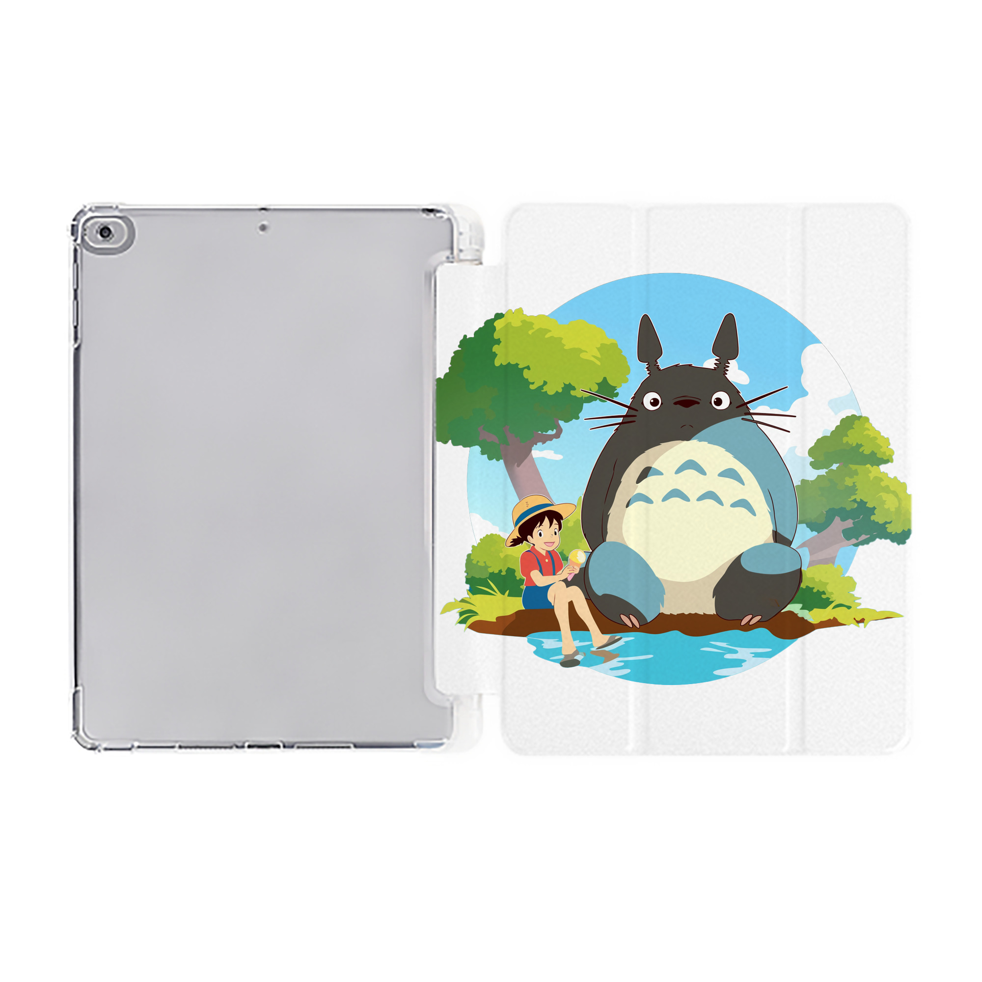 （画像用） となりのトトロ 草壁メイ 草壁サツキ My Neighbor Totoro Satsuki Kusakabe Mei Kusakabe IPad ケース ペン収納付き 三つ折りスタンド PUレザー×シリコン 対応機種9.5/10.5/10.9インチ